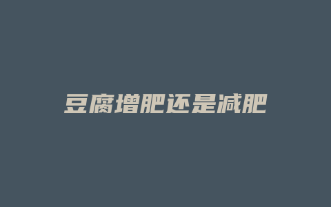 豆腐增肥还是减肥