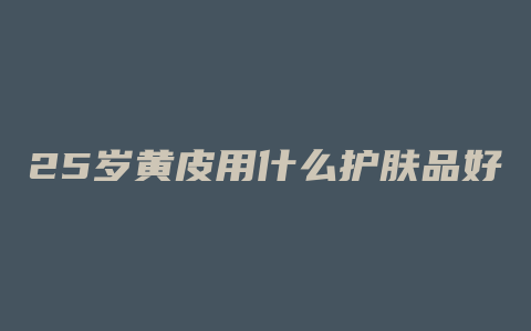 25岁黄皮用什么护肤品好