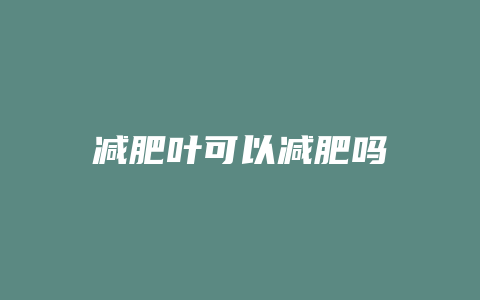 减肥叶可以减肥吗
