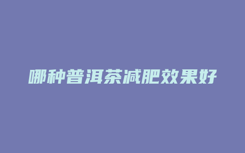 哪种普洱茶减肥效果好
